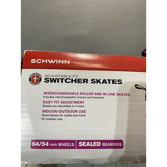 Girls Schwinn Adjustable Fit Switcher 2 in 1 Inline/Quad Skates Sizes 5-8 Pink - Picture 5 of 14